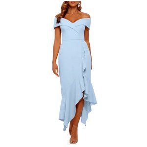 XSCAPE Off the Shoulder Handkerchief Hem Cocktail Dress | 6
